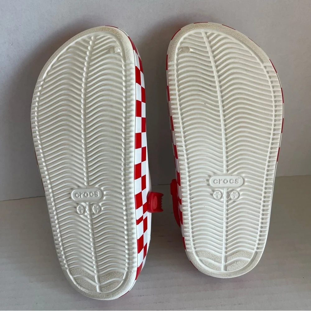 CROCS White and Red Toy Story Platform Clogs Women Size 7.  Men Size 5